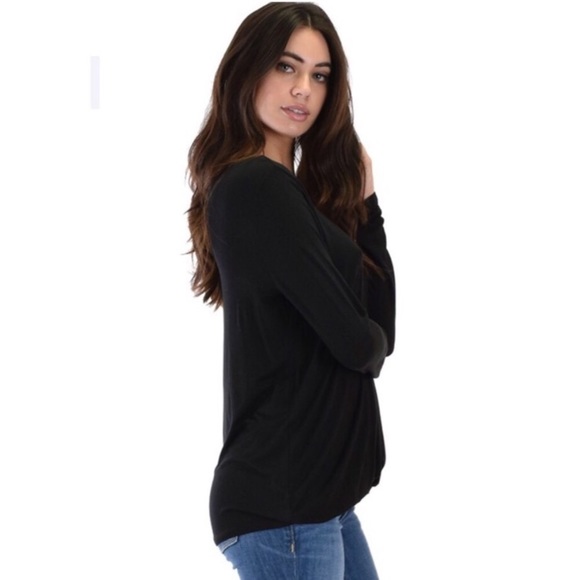 Black Surplice Criss Cross Top - Picture 4 of 6